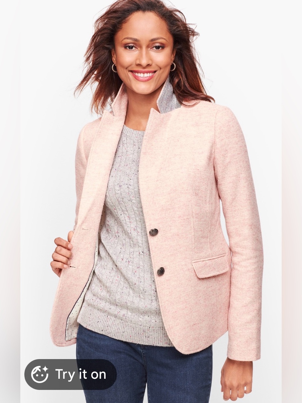 Talbots Pink Women's Tailored Wool Blazer Jacket